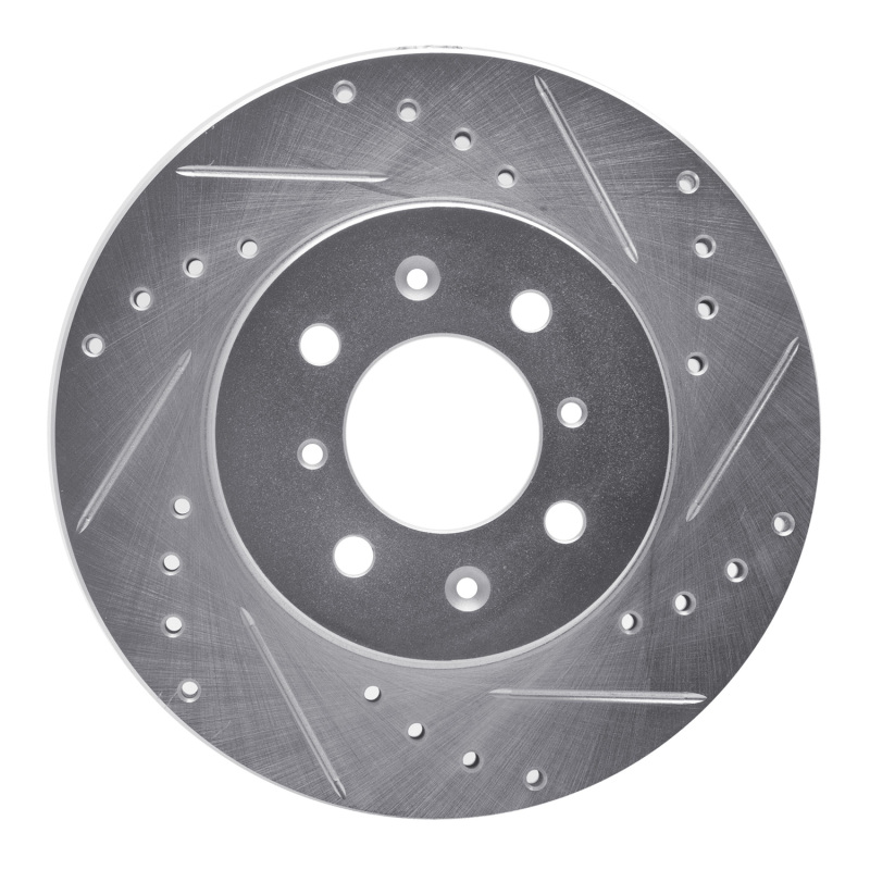 Ford Fiesta Brake Rotor (1) - Front Right - R1 Concepts - Drilled & Slotted - Silver - `96-`15